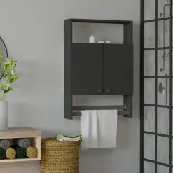 Armoire de toilette anthracite 1 porte-serviettes MARFA