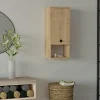 Armoire de toilette effet bois clair, 1 porte 1 niche MARFA