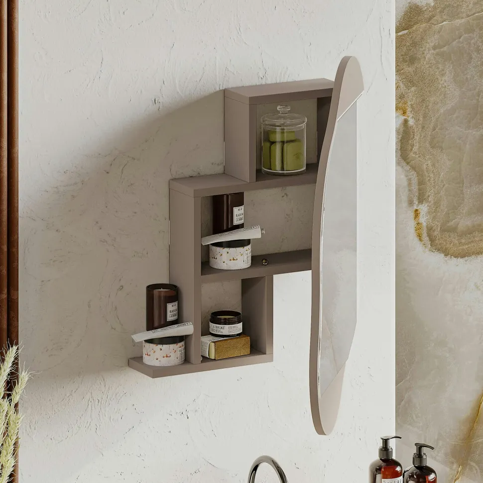 Armoire de toilette organique effet marbre 1 miroir CODY