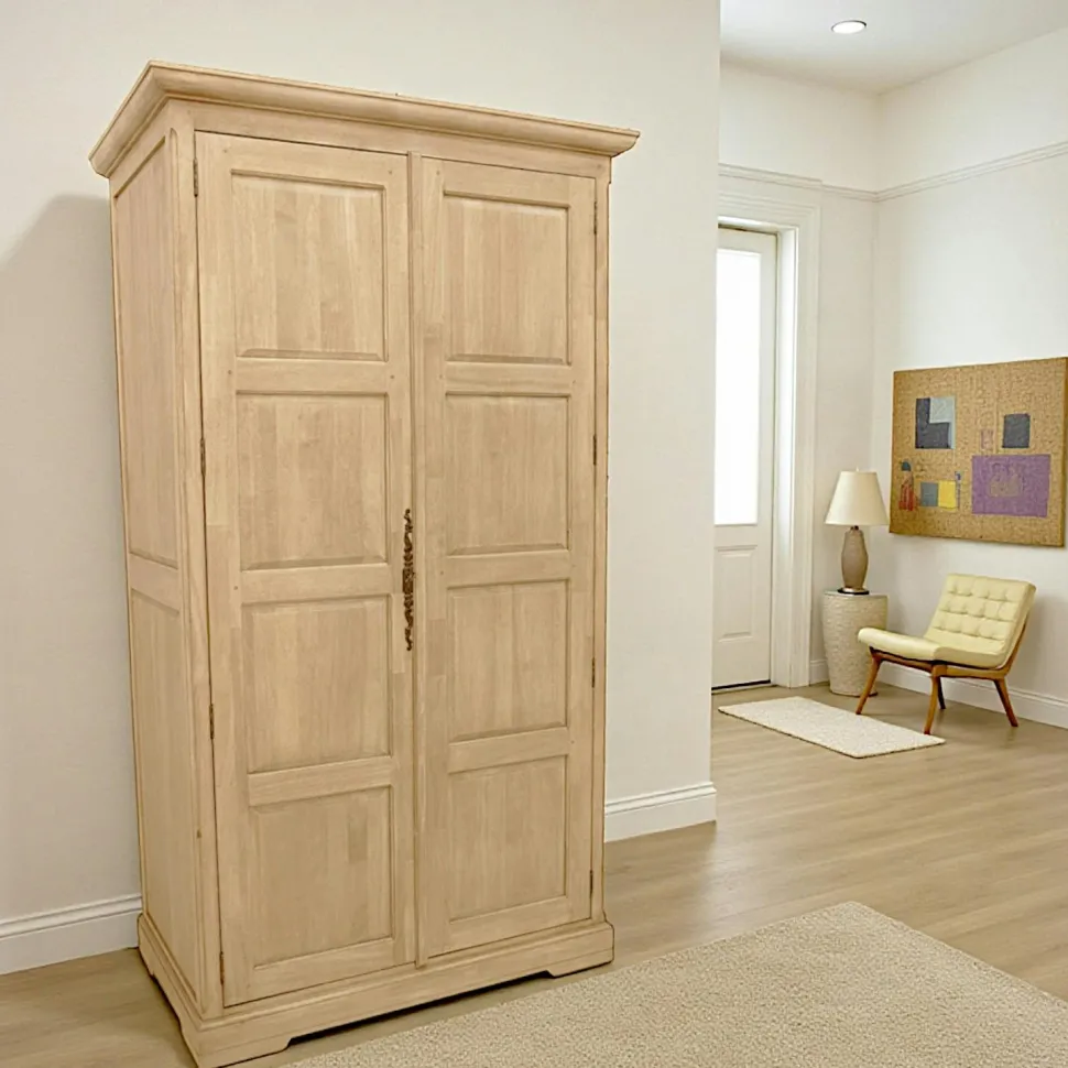 Armoire dressing 2 portes hévéa 110x62x195cm HELENA