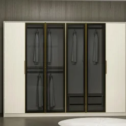 Armoire dressing blanc 4 portes verre H 210 cm BYRON