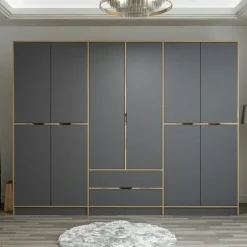 Armoire dressing chambre effet bois & blanc 277 cm BYRON