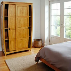Armoire galbée Hévéa 2 portes coulissantes 120x50x195cm MAORI TRADITION