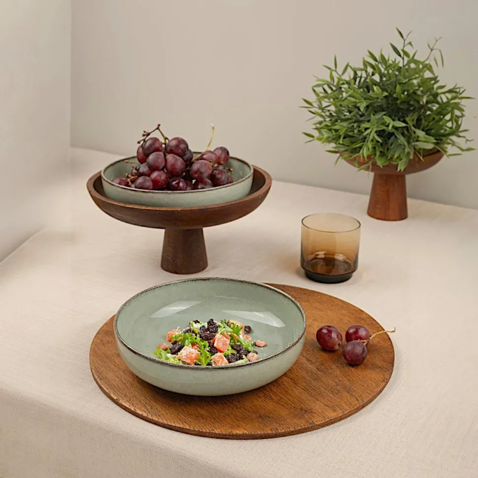 Assiette creuse poke bowl vert antique (lot de 2) ELDA