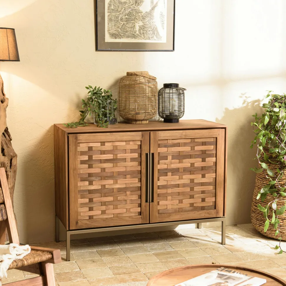 Bahut de rangement 3 portes en teck recyclé 151 cm SWING