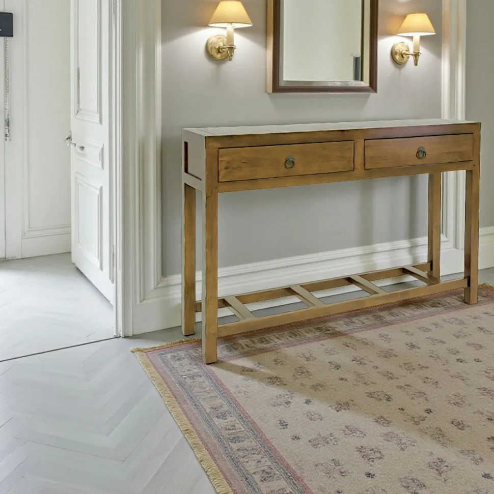 Bahut enfilade moderne exotique hévéa 4 portes 200cm OLGA