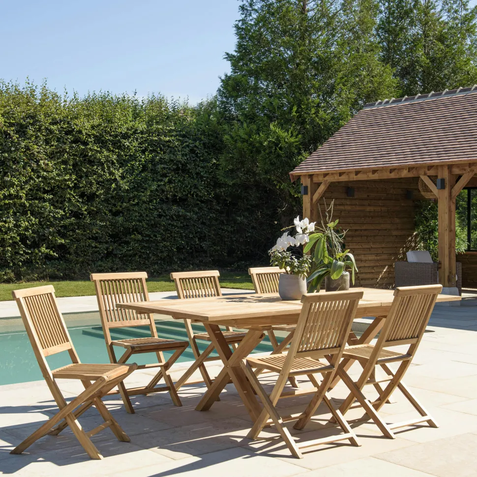 Bain de soleil transat jardin en Teck massif 205cm SUMMER