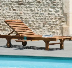 Bain de soleil transat jardin en teck huilé 205cm MACAO