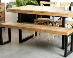 Banc 140 cm bois recyclé pieds métal BRISBANE