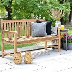 Banc de jardin en teck avec dossier à barreaux 150 cm MENDOZA