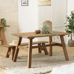 Banc en bois recyclé 140 cm style campagne DENVER