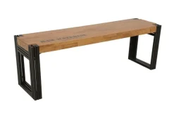 Banc hévéa recyclé naturel et métal noirci 205X36X45cm DOCKER