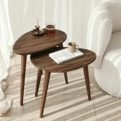Bout de canapé bois brun - tronc d'arbre (lot de 2) TENA