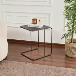 Bout de canapé design métal noir – plateau carré moderne SFAX
