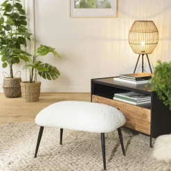 Bout de lit en tissu blanc TIM