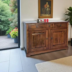 Buffet ancien 2 portes hévéa massif 120cm TRADITION
