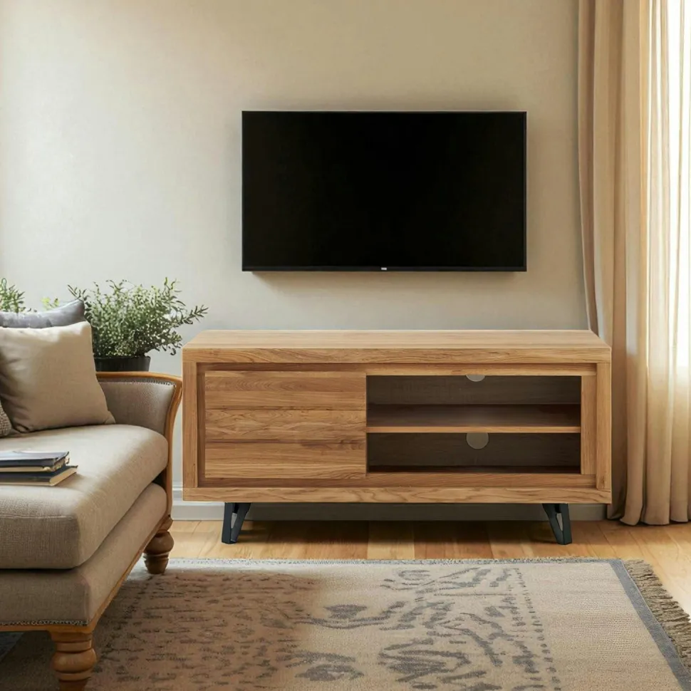 Buffet bois massif 4 portes - frise décorative ROSETO