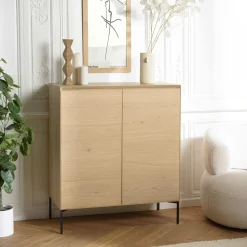 Buffet contemporain 2 portes bois couleur noire MAYENCE