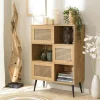 Buffet de rangement bois et cannage 3 portes coulissantes ALCUDIA