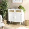 Buffet moderne bois blanc 2 portes 2 tiroirs rotin CALVIA
