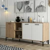 Buffet moderne effet bois et blanc, niches ouvertes JENA