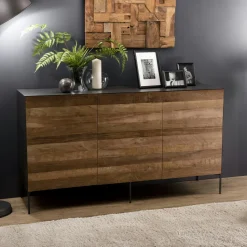 Buffet moderne teck recyclé façade métal PANAMA