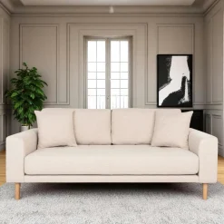 Canapé 2 places 1/2 beige sable 180 cm AMSTERDAM