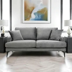 Canapé 2 places beige en tissu velours 175 cm SEATTLE
