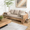 Canapé convertible en bois recyclé coussins taupe DENVER
