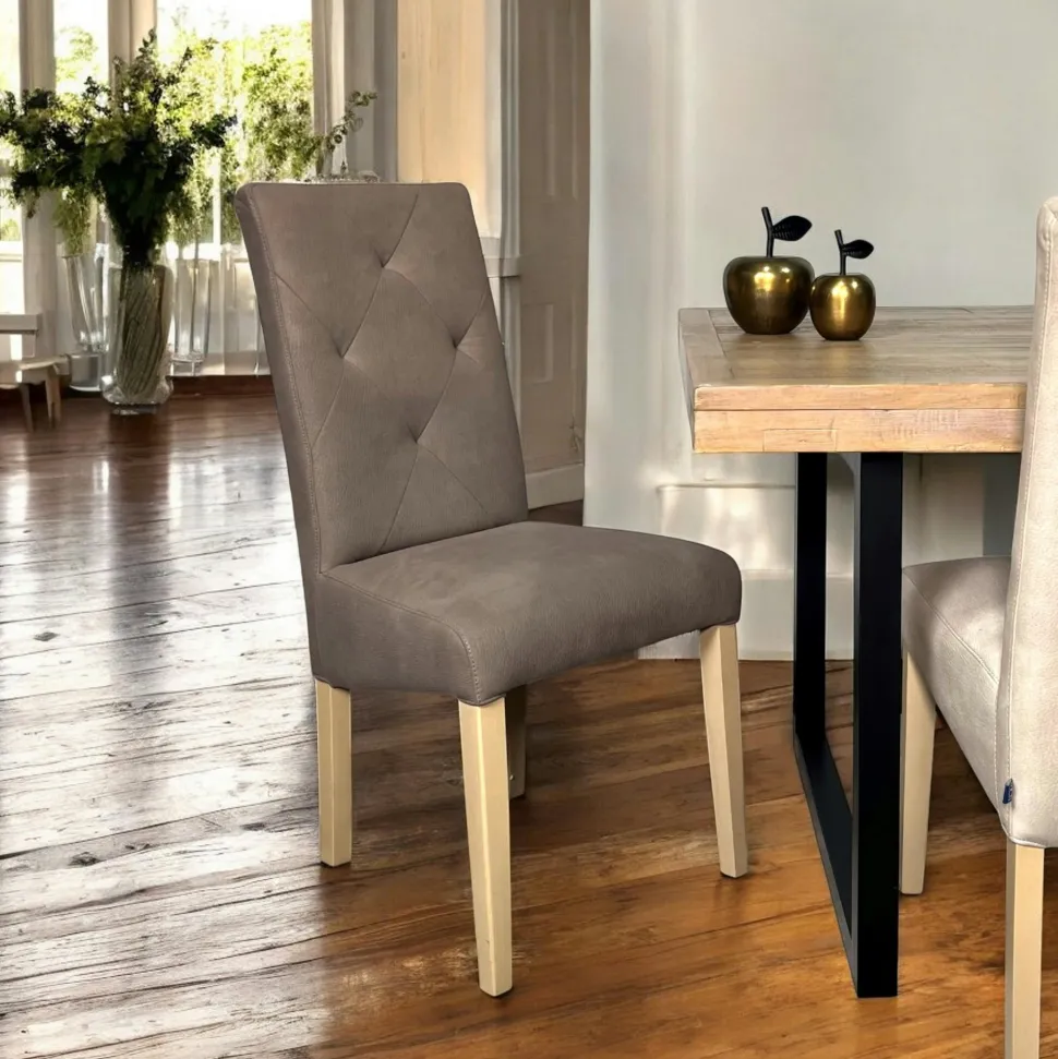 Canapé convertible en bois recyclé coussins taupe DENVER