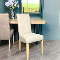 Canapé convertible en bois recyclé coussins taupe DENVER