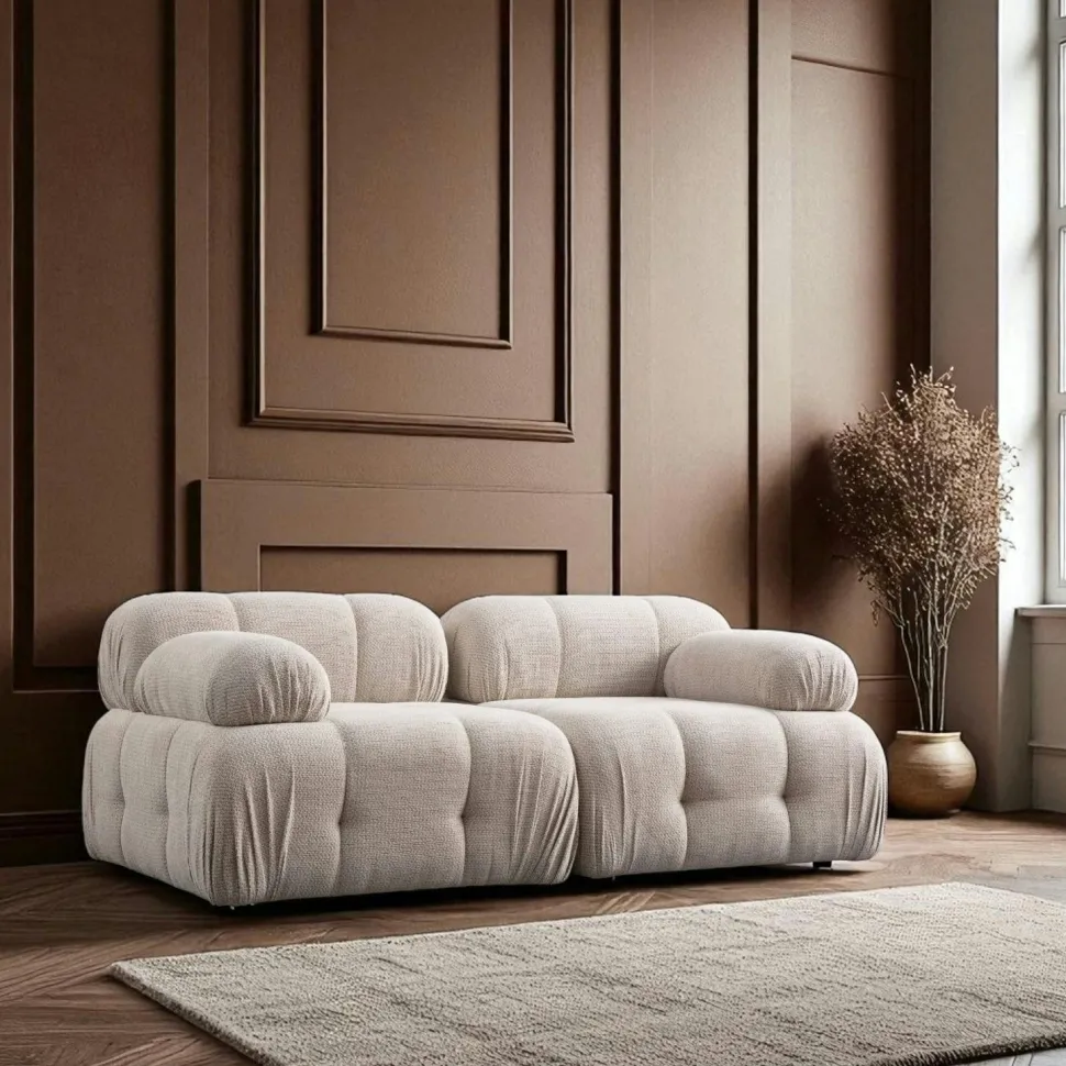 Canapé modulable 2 places rouille, assise profonde 190 cm ICA