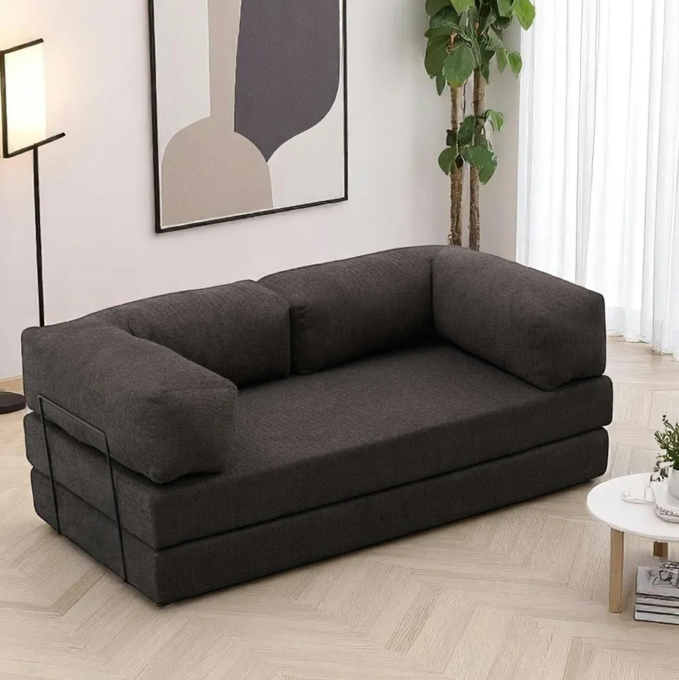 Canapé-lit anthracite confort, 190 cm ALTEA