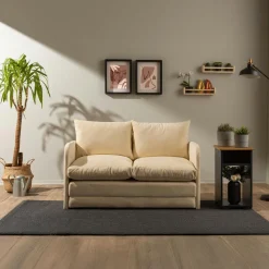 Canapé-lit d'appoint en tissu crème, 2 personnes ORURO
