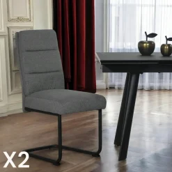 Chaise à dossier haut en tissu gris (lot de 2) LOMBARDIE