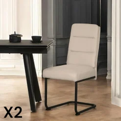 Chaise à dossier haut en tissu gris (lot de 2) LOMBARDIE