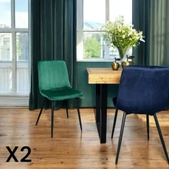 Chaise à rayures velours moutarde (lot de 2) MALANG