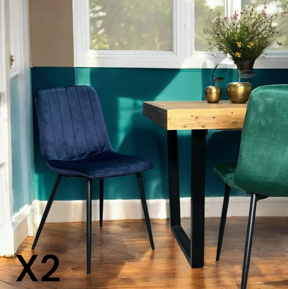 Chaise à rayures velours taupe (lot de 2) MALANG