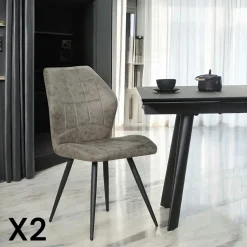 Chaise anthracite motif damier (lot de 2) LOMBARDIE