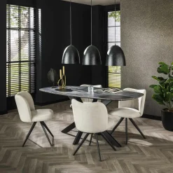 Chaise anthracite pivotante en velours avec passepoil (lot de 2) LOMBARDIE