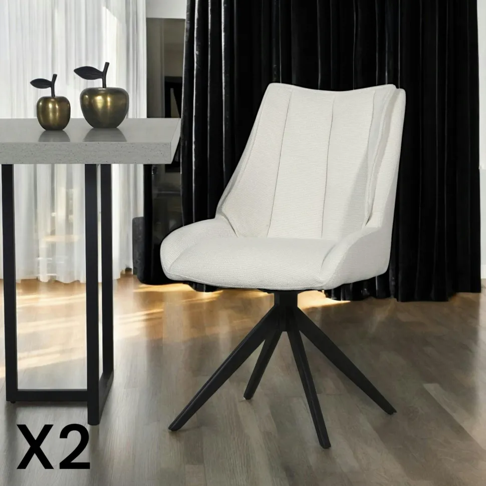 Chaise blanche pivotante en velours texturé (lot de 2) IENA
