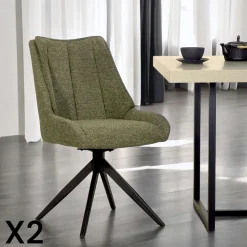 Chaise blanche pivotante en velours texturé (lot de 2) IENA