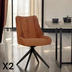 Chaise blanche pivotante en velours texturé (lot de 2) IENA