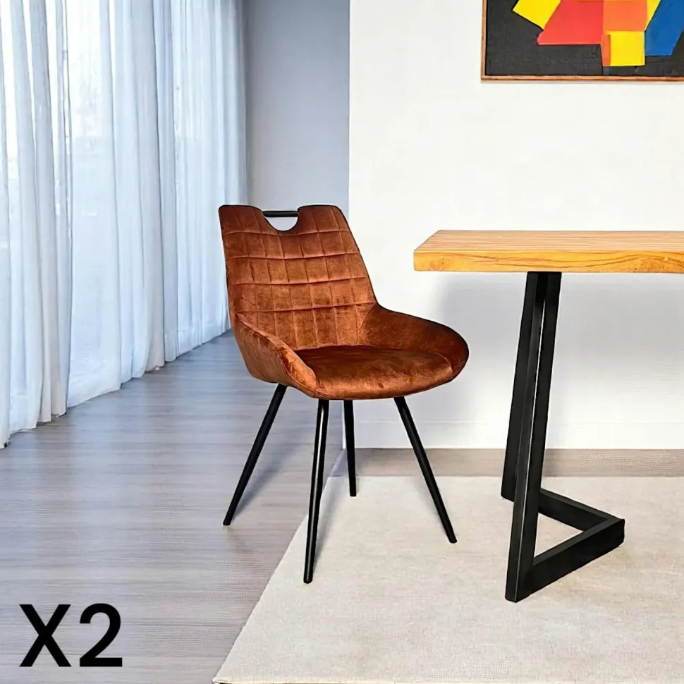 Chaise bleu pétrole avec poignée (lot de 2) MALMOE