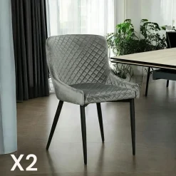 Chaise bleue en velours (lot de 2) ARLINGTON