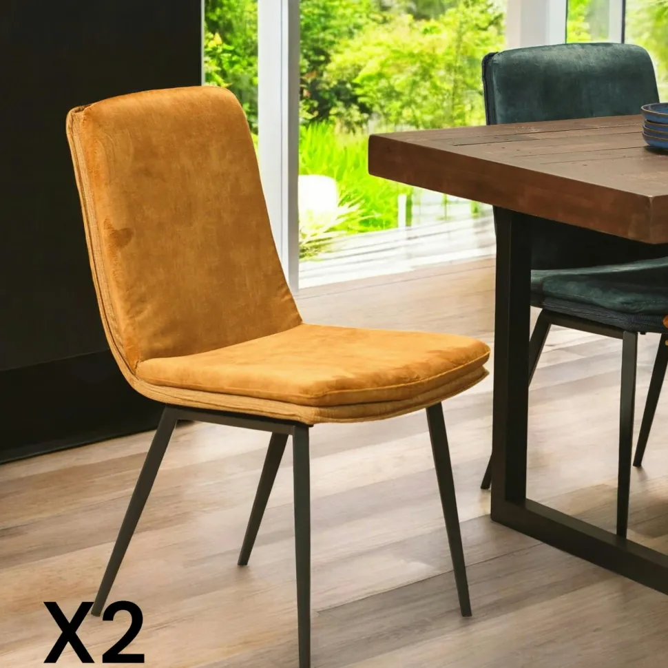 Chaise bleue en velours (lot de 2) ARLINGTON