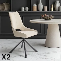 Chaise contemporaine pivotante beige (lot de 2) LIGURIE
