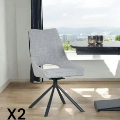 Chaise contemporaine pivotante anthracite (lot de 2) LIGURIE