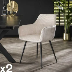 Chaise de bar blanche en bouclette avec repose-pieds (lot de 2) GALWAY