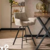 Chaise de bar confortable en bouclette sable avec fonction pivotante (lot de 2) MELBOURNE
